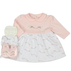 M14279: Baby Girls Dress Headband & Bootees Outfit (NB-3 Months)